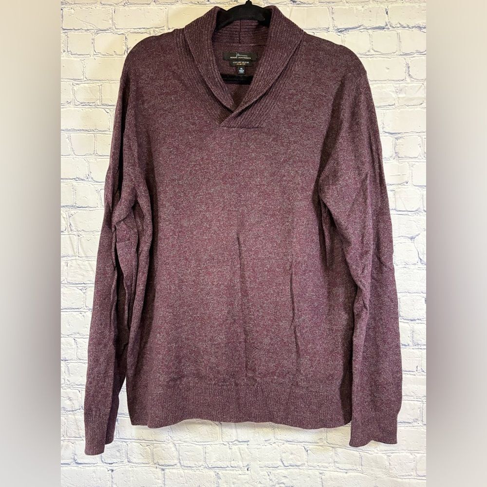 Marc Anthony Purple Gray Cotton Preppy Grandpacore Shawl Collar Sweater XL